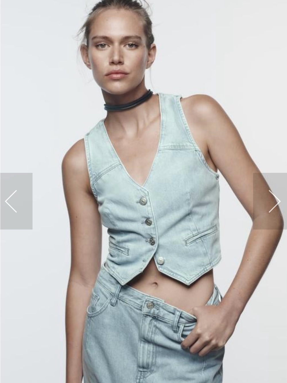 NWT Zara Light Wash Denim Vest Cropped S